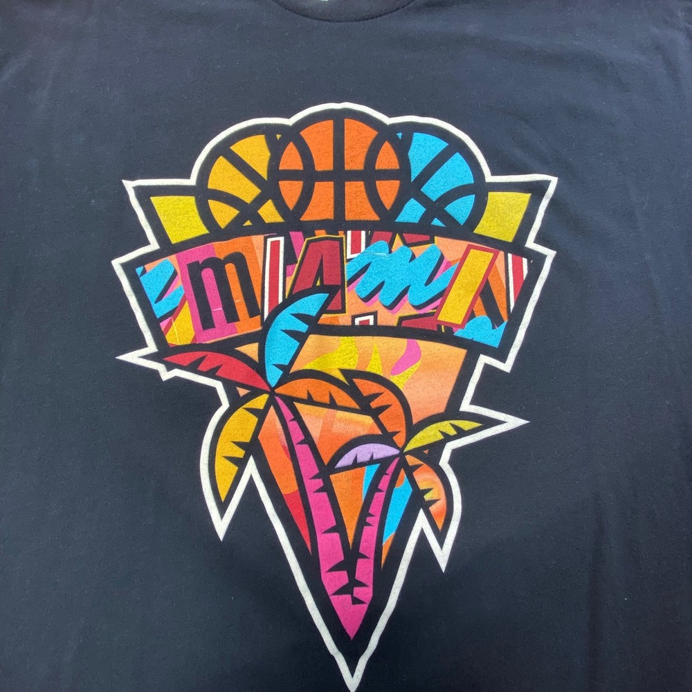 Court Culture Miami‎ Basketball Graphic Tee XL Black Retro Palm Design